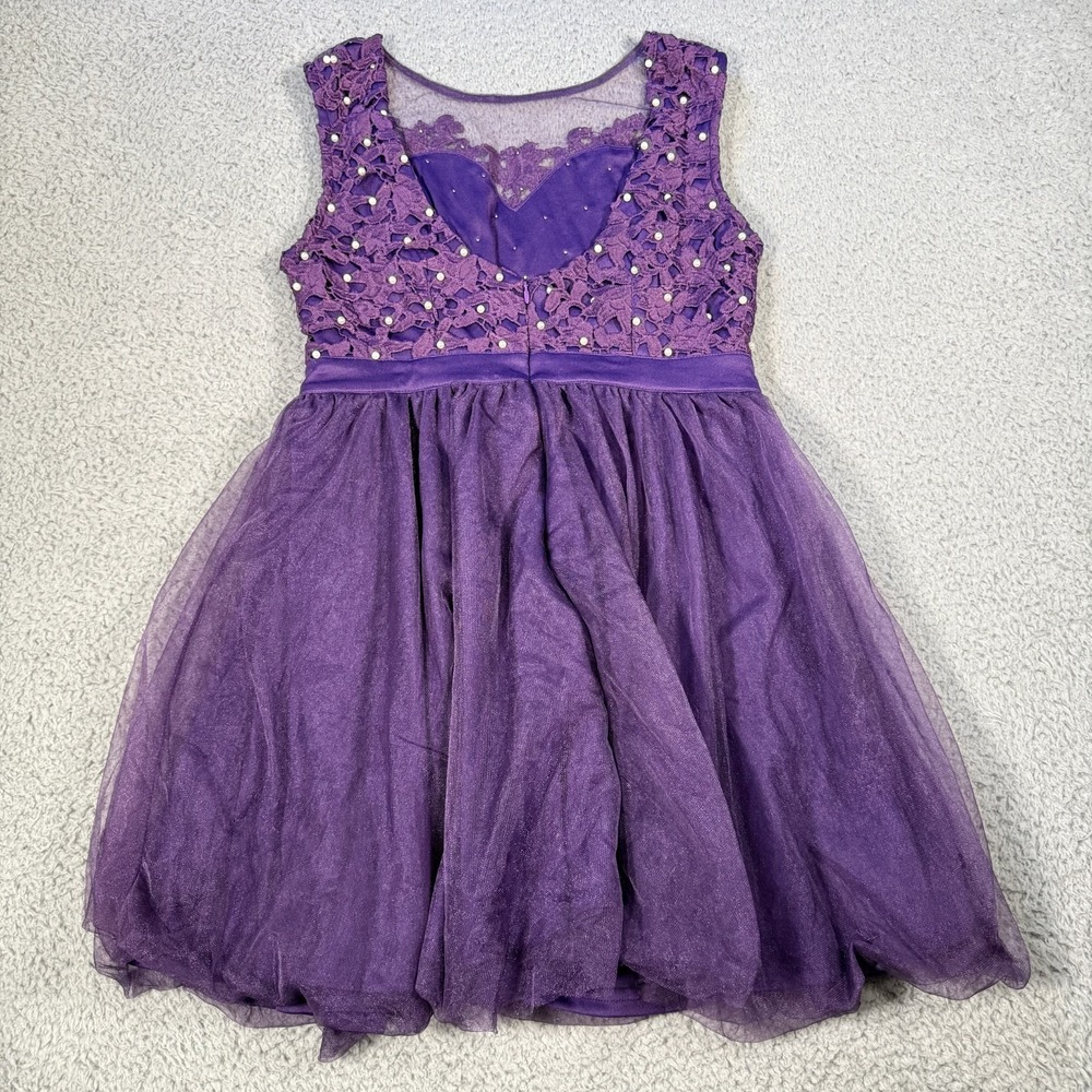 Angvns Dress Womens Size Small Color Purple Hang Dry Lace Overlay Zip Back